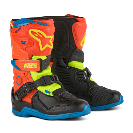 Alpinestars Tech 3S Crosstövlar Barn Orange Fluo/Emalj/Blå/Gul Fluo 29