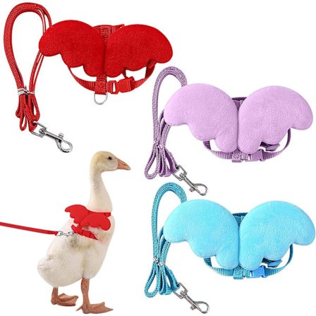 (M) 3 Pak Ande-Træktov - Komfortable Justerbare Snore Sele med Søde Englevinge til And Gås Høne Kanin Killing Hvalp Udendørs Gåtur