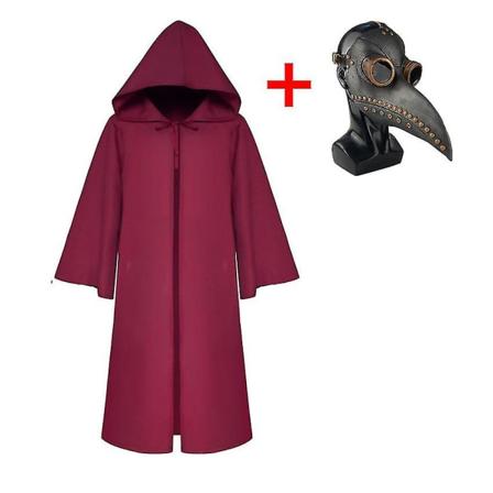 Pestaddoktor Reaper Med Steampunk Mask Karneval Halloween Kostyme For Voksne Barn_h -a Red with mask S