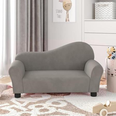 Vidaxl Barnsoffa Ljusgrå Sammet Grå
