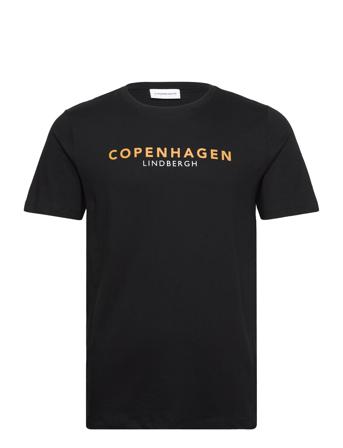 Copenhagen Print Tee S/S Tops T-Kortærmet Skjorte Black Lindbergh