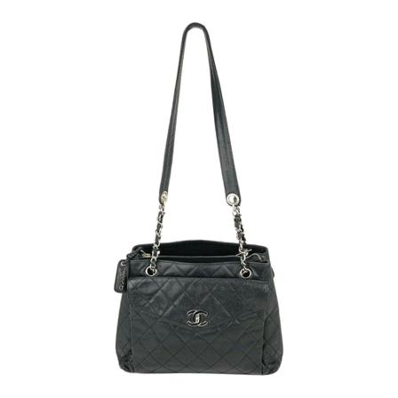 Chanel Vintage Pre-owned Caviar Leather Flap Shoulder Tote Väska B341 svart, Dam Vintage Väskor, Dam, Storlek: ONE SIZE