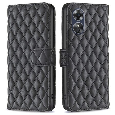 Matt Oppo A17 fodral med rombmönster - Svart