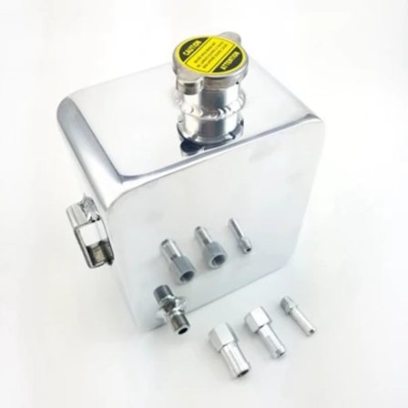 Universal aluminium 2L Liter Polert Legering Header Ekspansjons Vanntank & Lokk Kjølevæske Overløpstank Reservoir