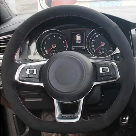 (Stil 12) Cover Svart Äkta Läder Mocka För Volkswagen VW Golf 7 GTI Golf R MK7 VW Polo GTI Scirocco 2015 2016