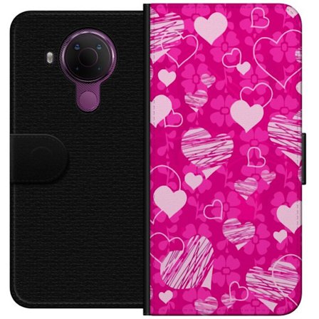 Kompatibel Tegnebogsetui til Nokia Nokia 5.4 PopHjerteMønster