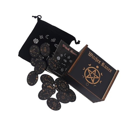 Premium Trä Rungalphabet Set Häxrunor Sten Set med Guidebok