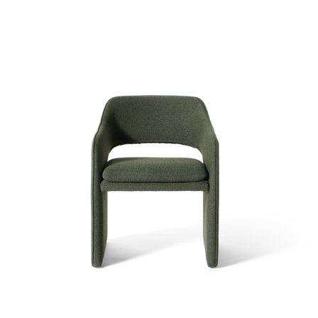 Plush Esszimmerstuhl, Armlehnen | Crush Bouclé Grün, moderner Polsterstuhl mit Kaltschaum-Polsterung für hohen Sitzkomfort, Höhe 79cm, Uni