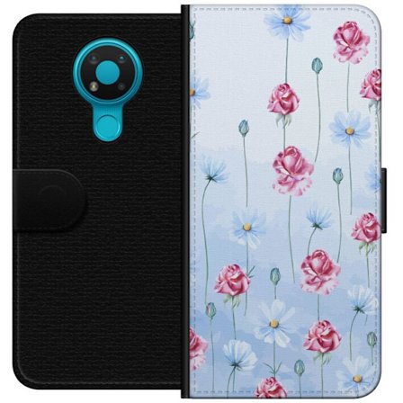 Kompatibel Tegnebogsetui til Nokia 3.4 Petal Reverie Sky Blue