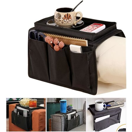 (Svart) Soffa armstödsförvaringsväska sovrum vardagsrum Oxford