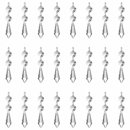 (Pakke med 24) 37 mm Is Prism Vedhæng Krystalglas Klar Lysekrone Isdråber Suncatcher med Ottekantede Perler til Gardiner Lampe Havefest Jul