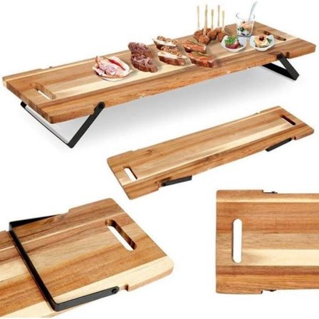 Utmärkt hushållsartikel Skärbräda i trä med vikbara ben 67,5 x 19,3 x 7,5 cm