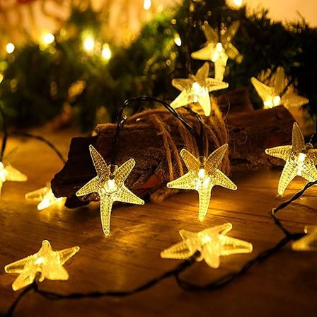 Solstjärna ljusslinga, vattentät 23FT 50LED sjöstjärna solcells ljusslinga 8 lägen för utomhus inomhusträdgård hem bröllopsfest Chr