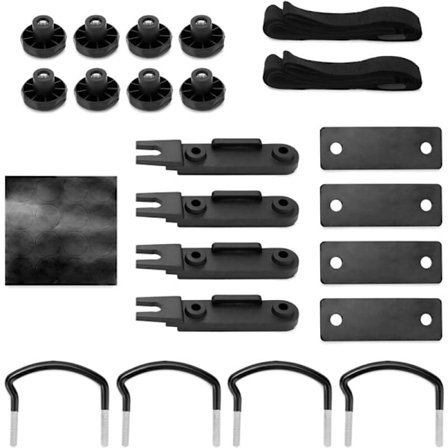 1 sarja U-pultteja kattoboksille, kiinnityssarja kattoboksille, U 85 mm sisäleveys puristin