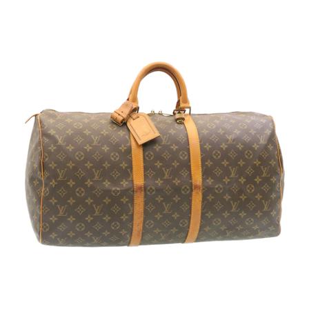 Louis Vuitton Vintage, Pre-owned Keepall 55 Monogram Bag Bruin, Dames, Maat:ONE Size,leer