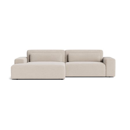Messina XL Chaiselongue-Sofa, links in Ribcord Beige, modernes Design mit Cord-Struktur, bequeme Nozag-Federung für hohen Sitzkomfort, 80cm