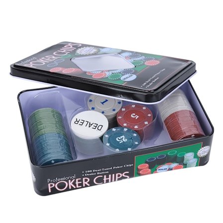 100 stk Pokerchips - kort med Dealer Chip Bærbar taske til børn Voksne