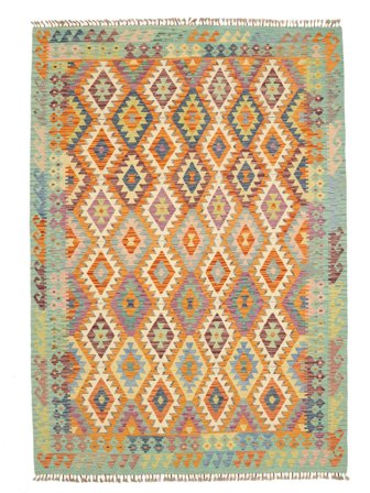 Handgeweven Kelim Afghan Old Style Vloerkleed 207X294