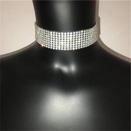 Mode Choker Halsband Wide Mesh Platt Kedja Metall Chocker Coll