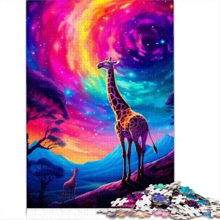 Pussel för vuxna, fantasy giraff Träpussel för vuxna 1000 bitar Pusselgåvor och pussel sty[D]