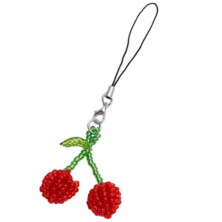 Pärlbroderad Körsbärsberlock Telefonremmar Nycklar Hängande Hängen Y2K Stil Väskdekoration