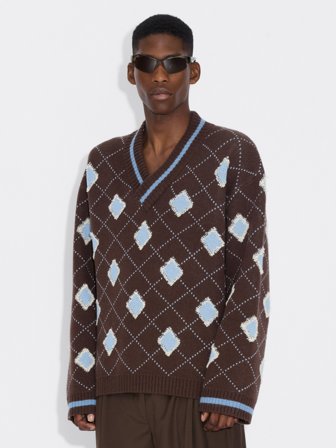 Holzweiler - Palomar V-Neck - Brown Mix - Mens - XXL