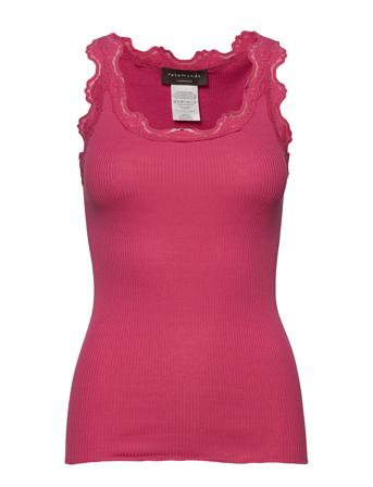 Silk Top W/ Lace T-shirts & Tops Sleeveless Rosa Rosemunde*Betinget Tilbud