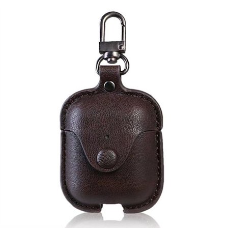 Leather Case for AirPods with Keychain, Portable Vintage Premium Leather Shockproof Protective Case for AirPod Earphones Charging Case -