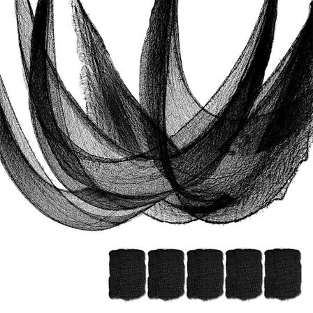 5-osainen Halloween-kummitusmaisemaverkkokoristesetti, musta kummitusmaisema Halloween-verkkokoriste sisä- ja ulkokäyttöön, sopii 72 x 30 tuumaa.