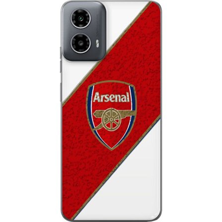 Kompatibelt Mobilskal till Motorola Motorola Moto G34 Moschino Toy teddybjörn med enkel tecknad design, brun björn med vit tröja och tydlig logotyp