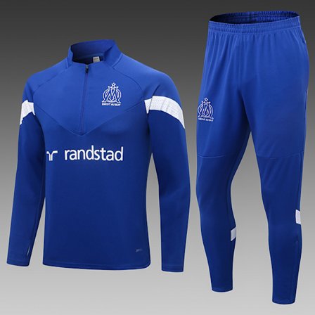 22-23 ny säsong Marseille vuxen/barn långärmad jerseydräkt blue S