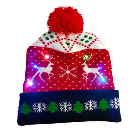 Jul Led Stickad Mössa Double Elk