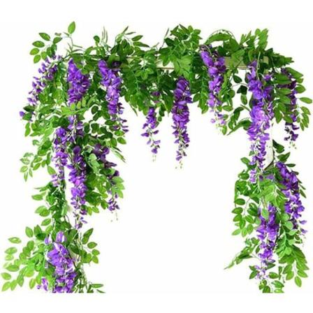 Konstgjorda Wisteria Rankor, Falska Silkesblommor Hängande Konstgjord Vinranka Växt Girlander Trädgård Utomhus Vägg Grönskande Djungel Fest Bröllop 