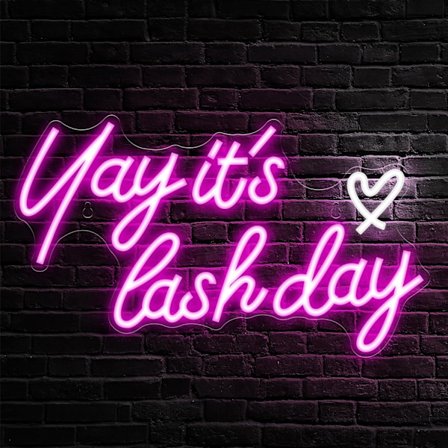 Yay It's Lash Day Neonskylt - Lash Neonskylt för Lash Room Dekor, Lash LED-ljusskylt för Lash Salon, Skönhetssalong, Nagel- och Hårbar