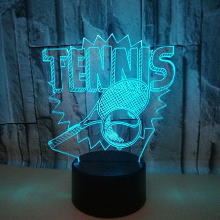 Qinwei Tennis Hjemmedekorasjon Kreativ 3D Illusjonslampe LED Nattlys 3D Akryl Misfarging Fargerik Gradient Atmosfærelampe Nyhetsbelysning (