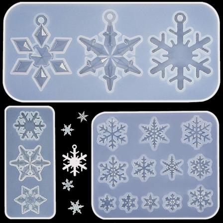 3 stycken snöflinga silikonformar, DIY silikonhängeform gjutning av hartsgjutform för semesterhantverksmaterial