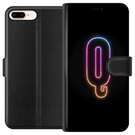 Kompatibelt Lommeboketui til Apple Apple iPhone 7 Plus Minimalistisk neonbokstav Q i skinnende farger mot mørk bakgrunn