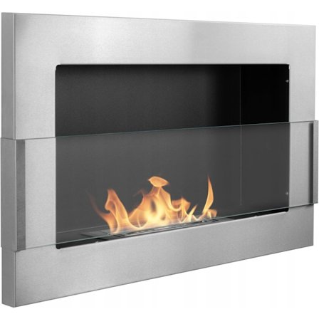 Etanolkamin med glas Öppna spisar Bio-eldplats Hängande biopejs Bioetanolbrännare 65 x 40 x 12 cm INOX ekologisk eldstad
