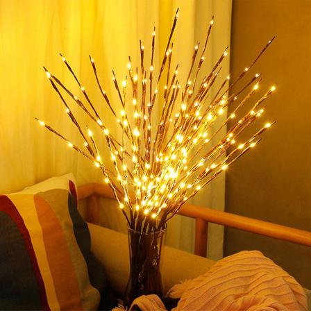 2023 Ny Hot Led Gren Lys Batteridrevet Opplyst Gren Vasefyll Piltre Kunstig Liten Kvist Led Lampe