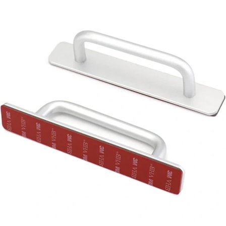 2 stk. Dørhåndtag Selvklæbende Aluminiumlegering Tryk-Træk Dørhåndtag Skydedørhåndtag Ingen Boring til Låge Skab Toilet, 150 x 25mm