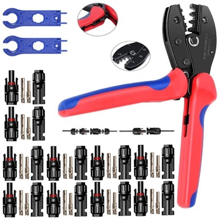 Høykvalitets solcellekrimpverktøysett, bærbar krimpverktøy for solcellepanelkontakter, ergonomisk håndtak kabelkrimper for profesjonell isolasjon