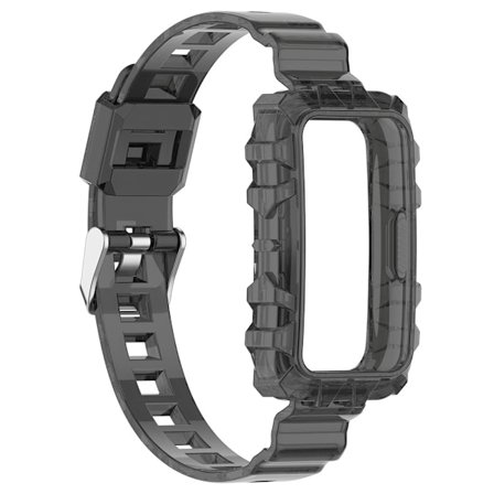 Huawei Band 7 / Honor Band 6 transparent klockarmband med skydd - Genomskinlig Svart