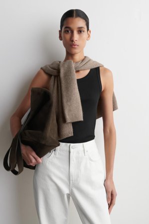 COS Femme Débardeur Côtelé En Coton in Noir