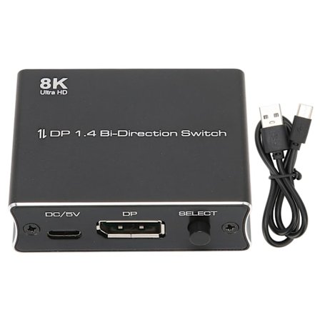 DisplayPort Switch 8K 30Hz 4K 120Hz 1080P 240Hz 2 in 1 Out eller 1 in 2 Out Bidirectional DP 1.4