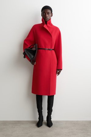 COS Women's Oversized Double Breasted Wool Coat in Red