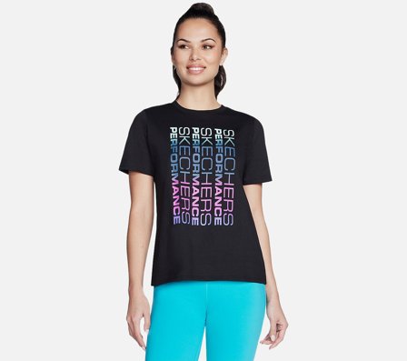 Skechers, Vibrant Glow Short Sleeve Tee, L, Dame