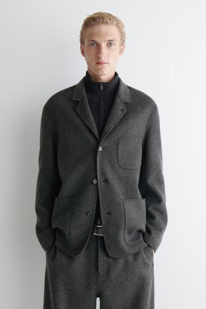 COS Homme Blazer Décontracté En Laine Double Face in Gris