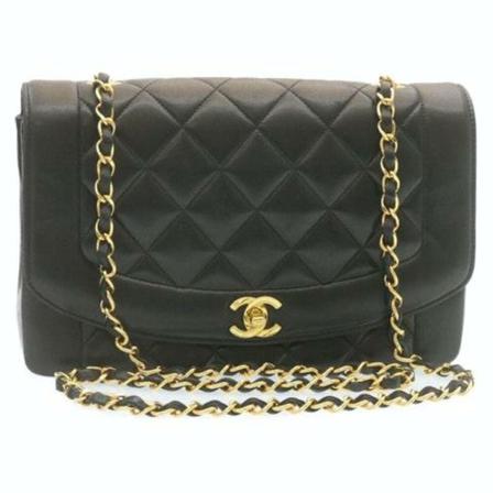 Chanel Vintage, Pre-owned Diana Matelasse Zwart, Dames, Maat:ONE Size,leer