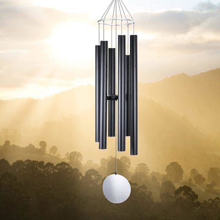 46' Stora vindspel utomhus - Vindspel med djup ton för utomhusbruk med 6 rör, minnesvindspel, trädgård, uteplats, trädgårdsdekoration