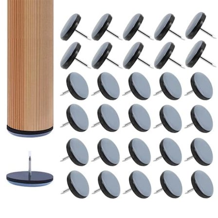 30-pack möbelglid/möbeltassar med spik i teflon – runda stolsunderlägg för golvskydd_TF_TF